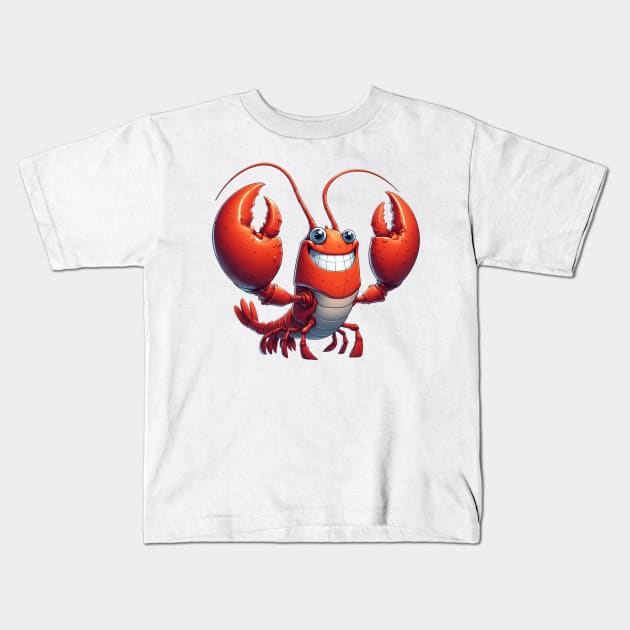 Funny Lobster Illustration Kids T-Shirt by Dmytro